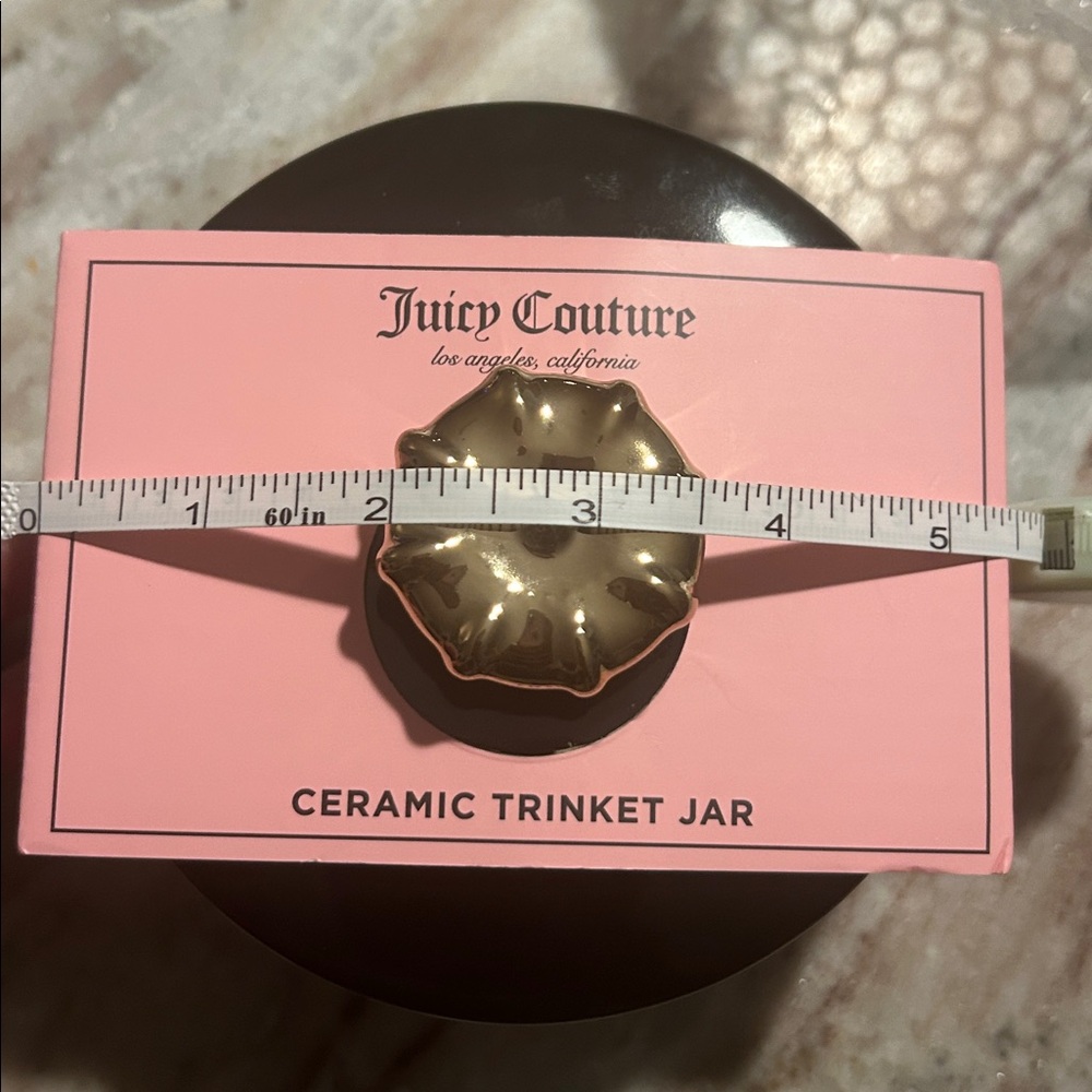 Juicy Couture Black and White Ceramic Jar with Pink Accents NIB - Picture 8 of 8